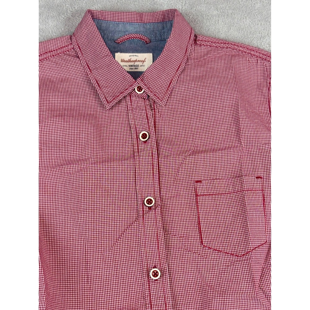 Weatherproof Vintage Red Gingham Button Up Shirt Womens M Long Sleeve Casual - Picture 2 of 4